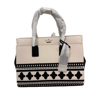 NWT Kate Spade candance satchel Black & White Leather Tote Bag Geometric Design